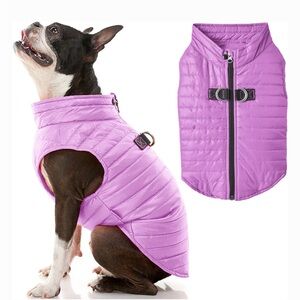 NWT Gooby Puffer Dog Vest with leash ring, Purple, Small